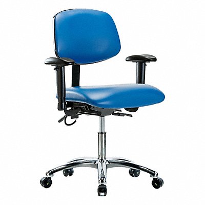 GRAINGER BRESDVDHCHCRT0A1ECESDBLU Vinyl ESD Chair Desk Arms Cstrs Blue