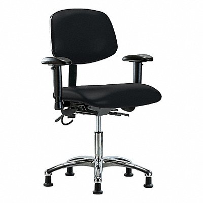 GRAINGER BRESDVDHCHCRT0A1EGESDBLK Vinyl ESD Chair Desk Arms Glides Blk
