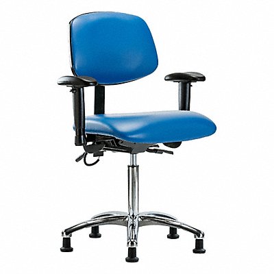 GRAINGER BRESDVMBCHCRT0A1NFEGESDBLU Vinyl ESD Chair Med Arms Glides Blue