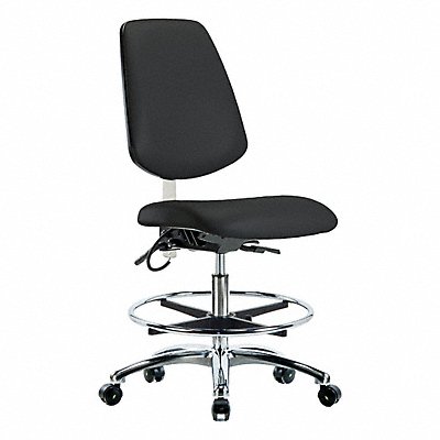 GRAINGER BRESDVMBCHMBCRT0A0CFECESDBLK Vinyl ESD Chair Medium Bench Height FR Cstrs Blk