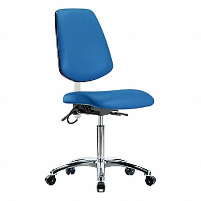 GRAINGER BRESDVMBCHMBCRT1A0NFECESDBLU Vinyl ESD Chair Medium Bench Height Tilt Cstrs Blue