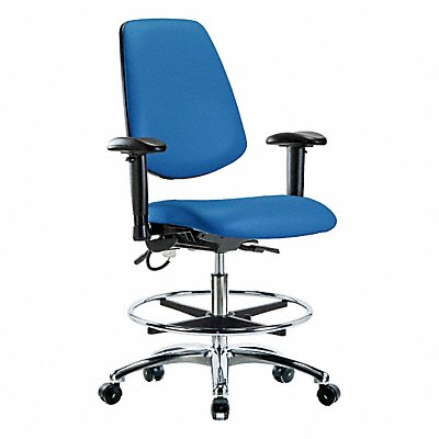 GRAINGER BRESDVMBCHMBCRT0A1CFECESDBLU Vinyl ESD Chair Medium Bench Height AA FR Cstrs Blu