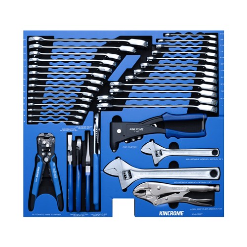 Kincrome EVA153T TRUCK BOX 35 Piece Gear Spanners, Pliers, Wrenches, Stripper & Riveter EVA Tray