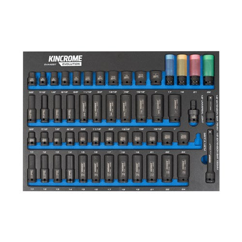 Kincrome EVA425T EVOLUTION 54 Piece Impact Sockets & Accessories EVA Tray