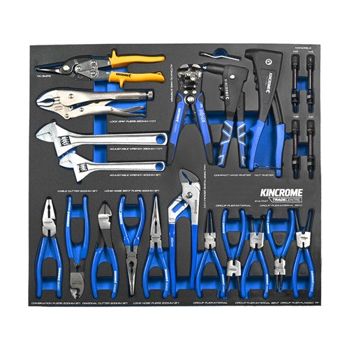 Kincrome EVA734T TRADE CENTRE 18 Piece Pliers, Wrenches & Riveters EVA Tray