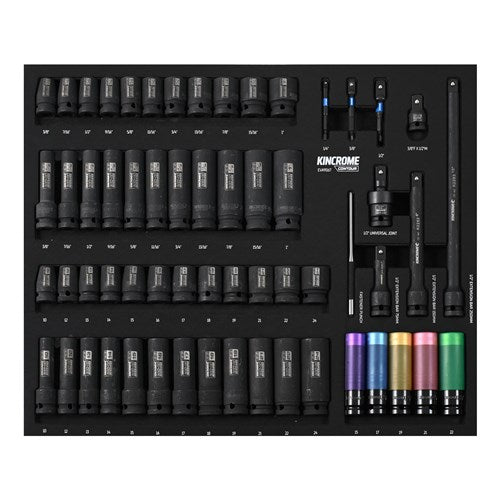 Kincrome EVA906T CONTOUR® 60 Piece LOK-ON™ Impact Sockets & Accessories EVA Tray