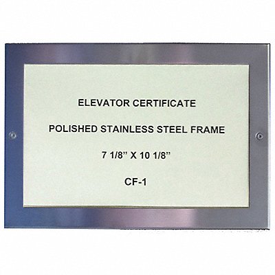 FRED SILVER CF1 Elevator Inspection Certificate Frame