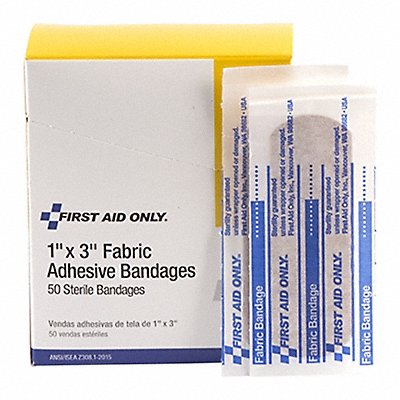 FIRST AID ONLY G121 Strip Bandages 3 x1 Fabric PK50