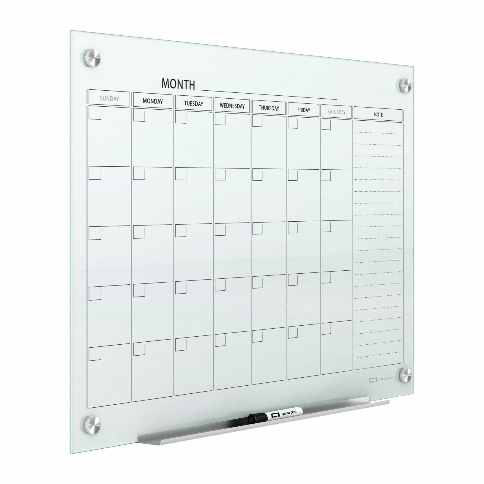 QUARTET GC3624F Glass Magnetic Calendar Board 3ft.x2ft