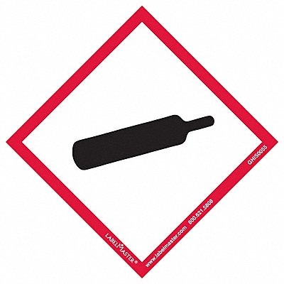 LABELMASTER GHIS0055 GHS Gas Cylinder Label 4 H 4 W PK50