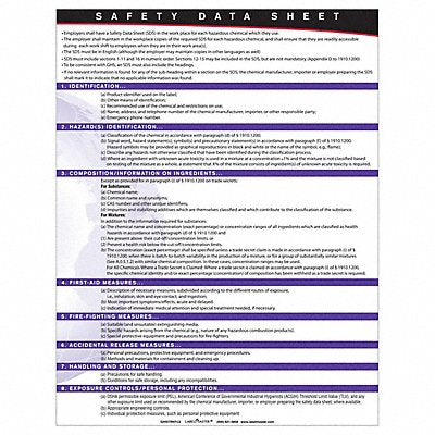 LABELMASTER GHISTRNTC2 Training Chart Workplace Safety English