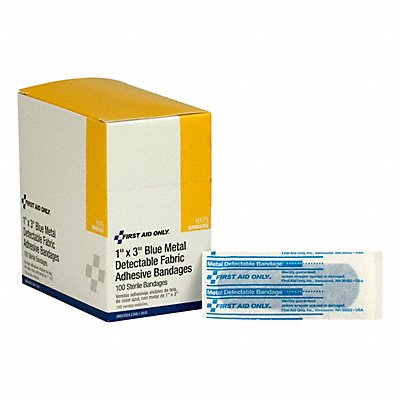 FIRST AID ONLY H175 Strip Bandages Metal Detect 3 x1 PK100