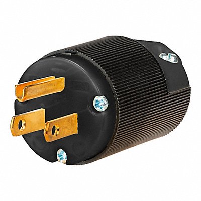 HUBBELL WIRING DEVICE-KELLEMS HBL5266CBKST Straight Blade Plug Black 15 A Grounded