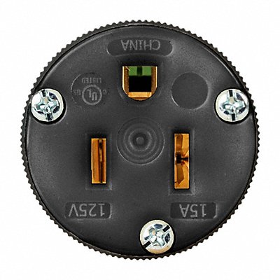 HUBBELL WIRING DEVICE-KELLEMS HBL5269CBKST Straight Blade Connector Black 15 A