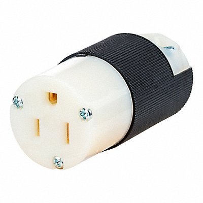 HUBBELL WIRING DEVICE-KELLEMS HBL5269CST Straight Blade Connector Blk/Wht 15 A