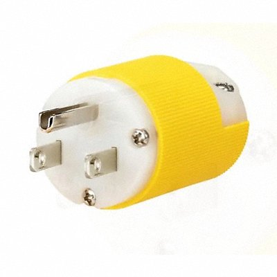 HUBBELL WIRING DEVICE-KELLEMS HBL52CM66CST Straight Blade Plug White/Yellow 15 A