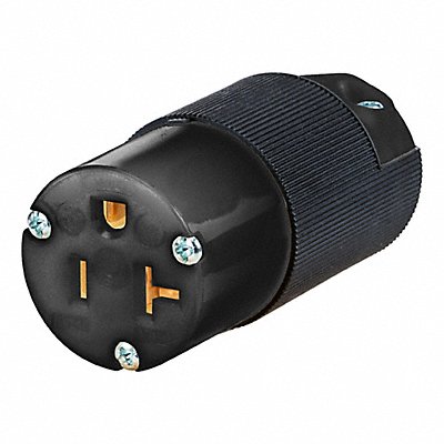 HUBBELL WIRING DEVICE-KELLEMS HBL5369CBKST Straight Blade Connector Black 20 A