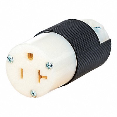 HUBBELL WIRING DEVICE-KELLEMS HBL5369CST Straight Blade Connector Blk/Wht 20 A