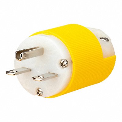 HUBBELL WIRING DEVICE-KELLEMS HBL56CM66CST Straight Blade Plug White/Yellow 15 A