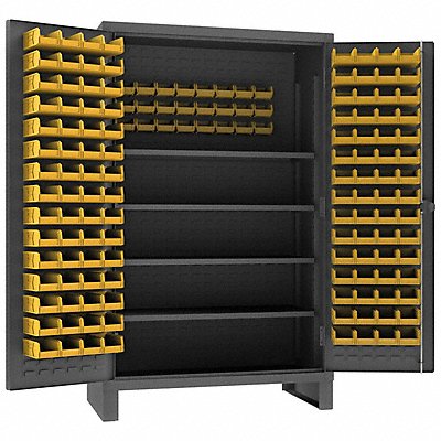 DURHAM MFG HDC481444S95 Bin Cabinet 78 x48 x24 Grey 144YellowBns