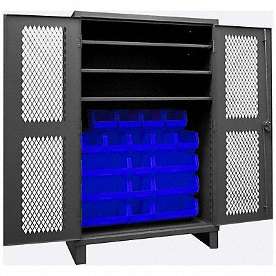 DURHAM MFG HDCV4818B3S5295 K4953 Bin Cabinet 78 x48 x24 Grey 18BlueBns