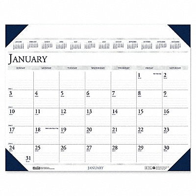HOUSE OF DOOLITTLE HOD180HD Monthly Desk Pad Calendar 24x19 In Blue
