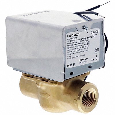 HONEYWELL HOME V8043A1227 Motorised Zone Valve NC Brass 1/2 in NPT