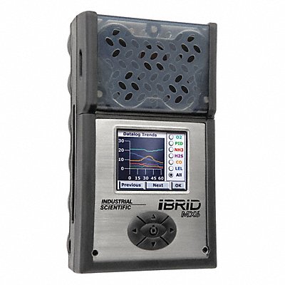 INDUSTRIAL SCIENTIFIC MX6L123Q301 Multi-Gas Detector 10 hr Battery Life