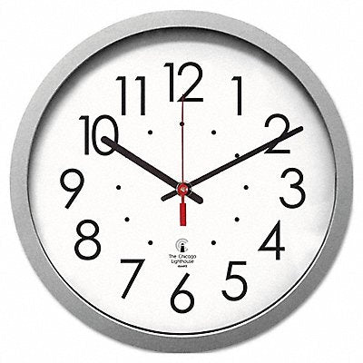 GRAINGER 67816003 Wall Clock 14-1/2 Silver