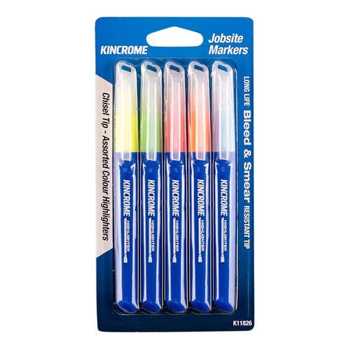 Kincrome K11826 Highlighter Chisel Tip 5 Pack Assorted Colours