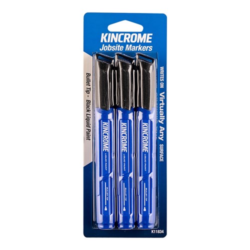 Kincrome K11834 Paint Marker Bullet Tip 3 Piece Black