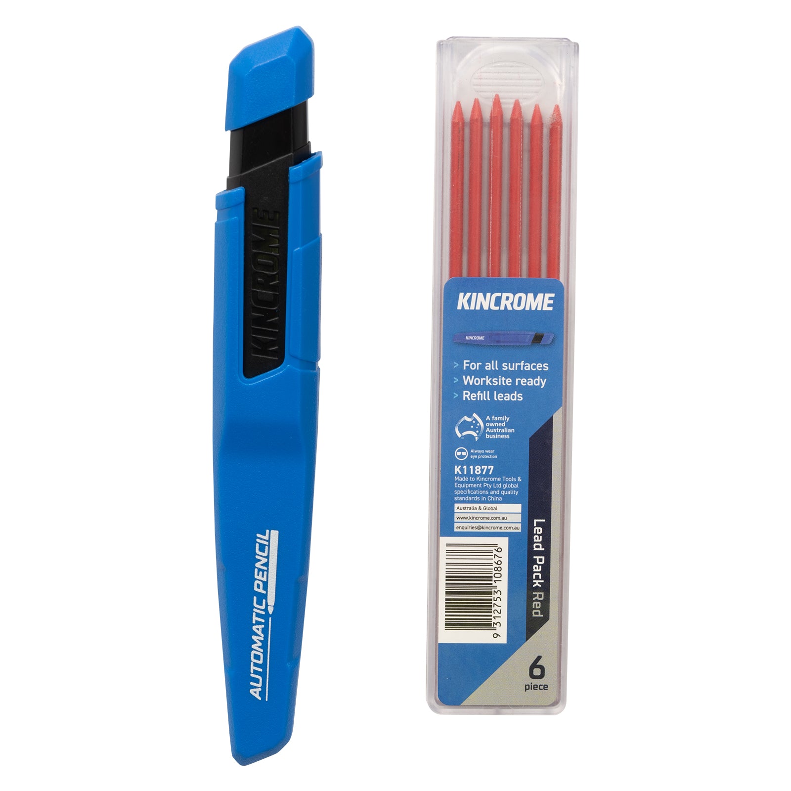 Kincrome K11871 Automatic Mechanical Pencil and Red Refill Pack