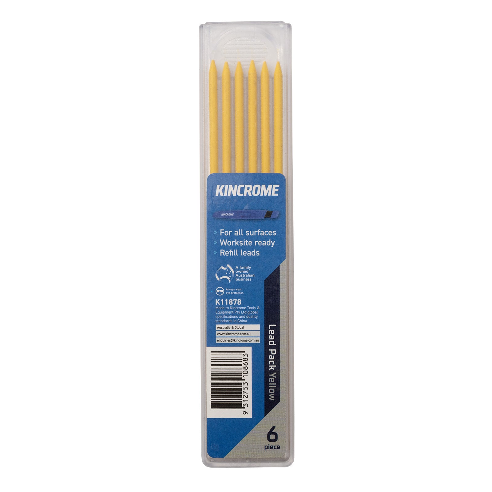 Kincrome K11878 Yellow Lead Refill Pack 6 Piece