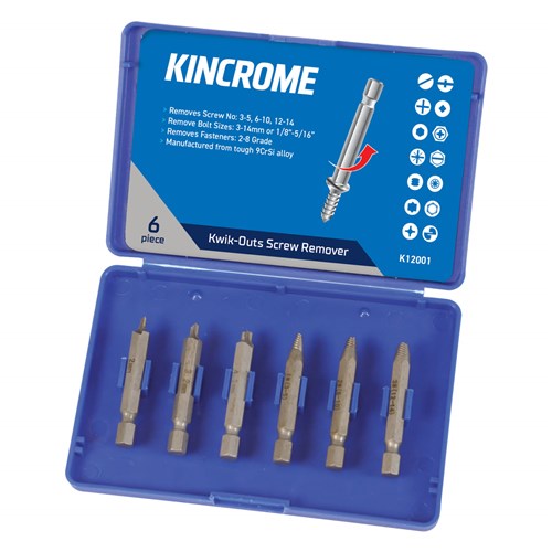 Kincrome K12001 Kwik-Outs Damaged Screw & Bolt Remover 6 Piece