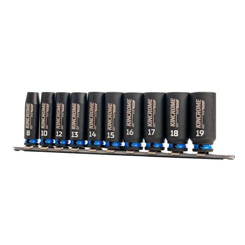 Kincrome K2093 Deep Impact Socket Rail 10 Piece 3/8" Drive - Metric