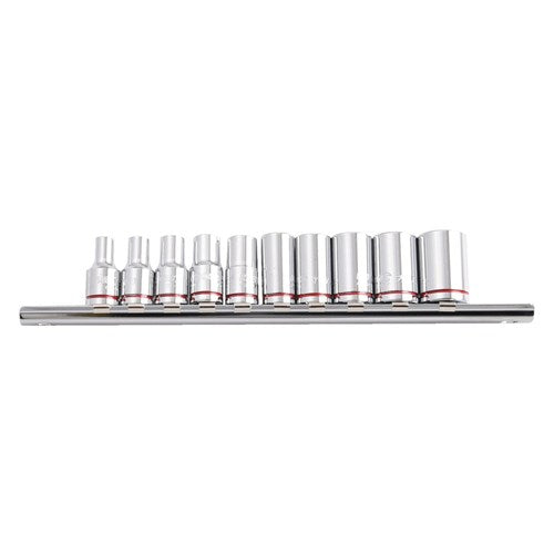 Kincrome K2171 Socket Rail 10 Piece 1/4" Drive Imperial (Mirror Polish) - Imperial