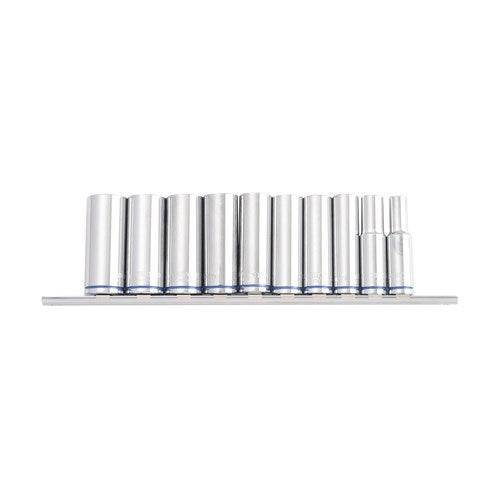 Kincrome K2178 Deep Socket Rail 10 Piece 3/8" Drive (Mirror Polish) - Metric