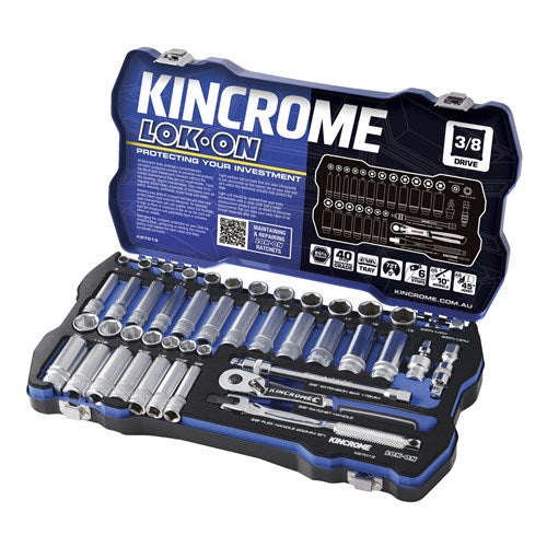 Kincrome K27013 LOK-ON Socket Set 45 Piece 3/8" Drive - Metric & Imperial