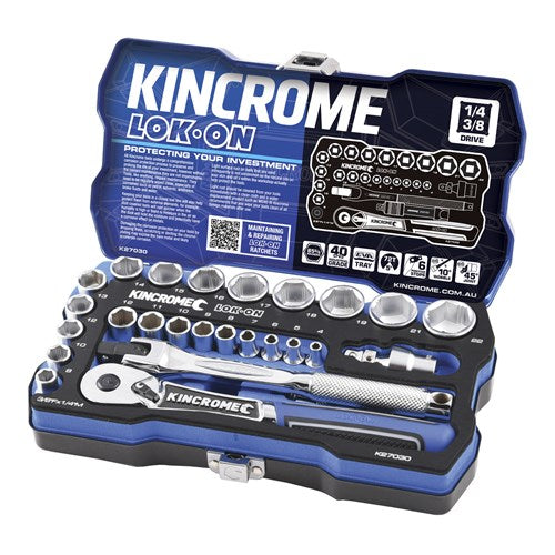 Kincrome K27030 LOK-ON Socket Set 26 Piece 1/4"? & 3/8"? Drive - Metric