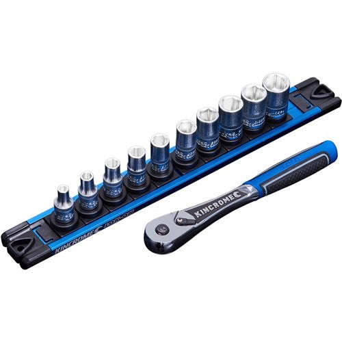 Kincrome K27040 LOK-ON Socket Set Twist-Lock Rail 11 Piece 1/4 Drive - Metric