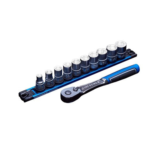 Kincrome K27042 LOK-ON Socket Set Twist-Lock Rail 11 Piece 3/8 Drive - Metric