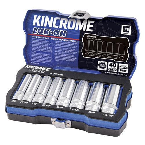 Kincrome K27055 LOK-ON Socket Set 8 Piece 3/8" Drive - Imperial