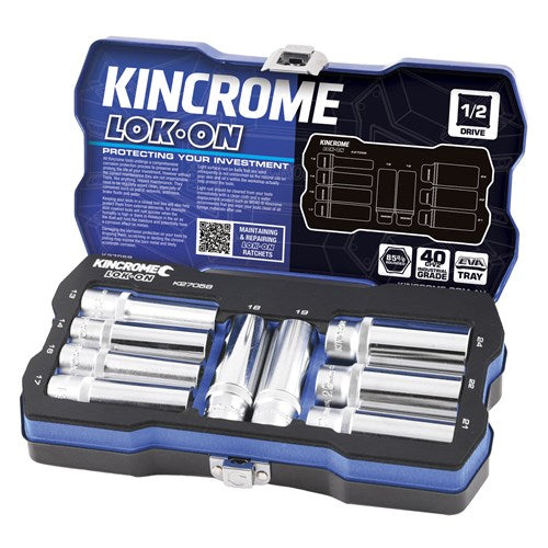 Kincrome K27058 LOK-ON Socket Set 9 Piece 1/2" Drive - Metric