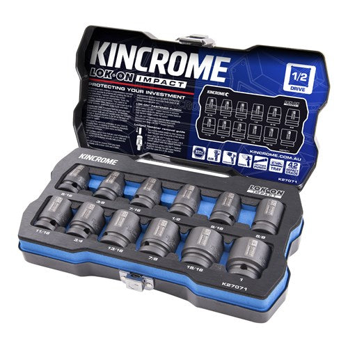 Kincrome K27071 LOK-ON Impact Socket Set 12 Piece 1/2" Drive