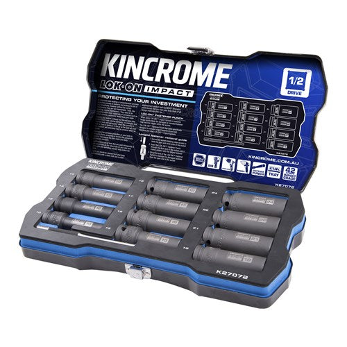 Kincrome K27072 LOK-ON Deep Impact Socket Set 12 Piece 1/2" Drive
