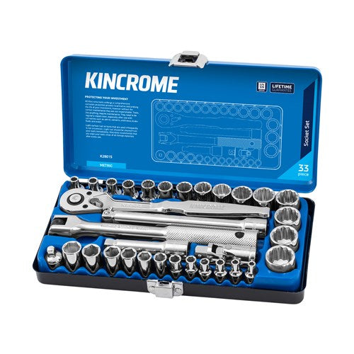Kincrome K28015 Socket Set 33 Piece 1/4 & 3/8" Drive - Metric