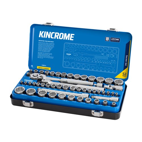 Kincrome K28016 Socket Set 52 Piece 1/4 & 3/8" Drive - Metric & Imperial