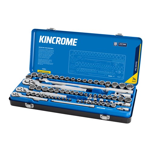 Kincrome K28041 Socket Set 74 Piece 1/4, 3/8 & 1/2" Drive - Metric & Imperial