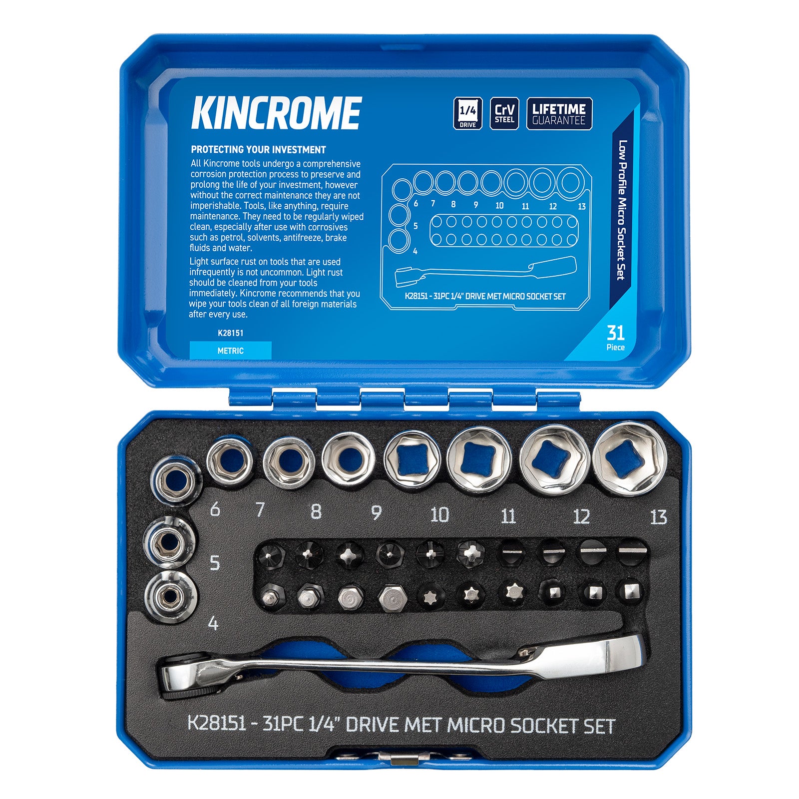 Kincrome K28151 Micro Socket Set 31 Piece 1/4" Drive Metric - view 2