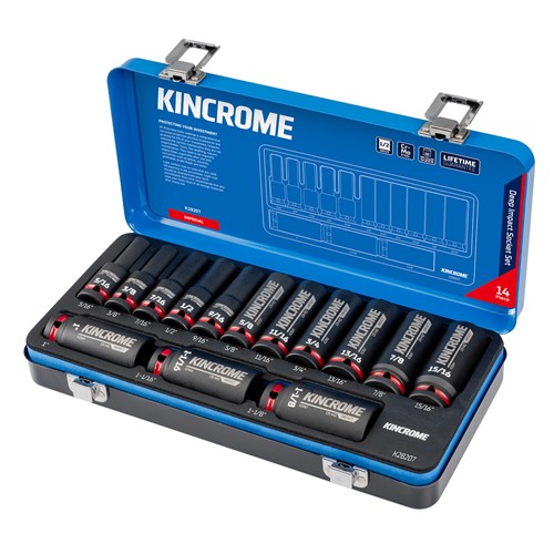 Kincrome K28207 Deep Impact Socket Set 14 Piece 1/2" Drive - Imperial